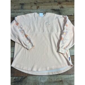 Walt Disney World Spirit Jersey Adult M Pink/Peach Floral Theme Park Shirt (2086